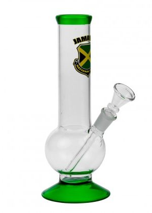 Country Bouncer Bubble Base Glass Bong with Green Accents