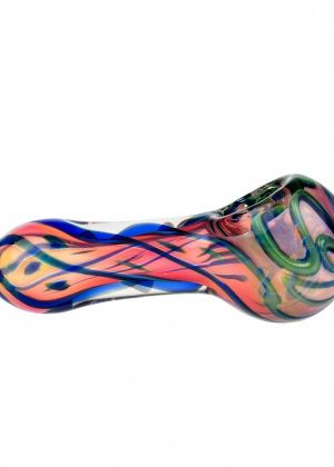 G-Spot Glass Spoon Pipe – Pink and Gold with Blue and Green