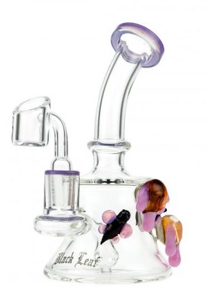 Black Leaf Glass Honey Bee Dab Rig | Purple