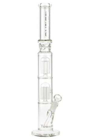 Blaze Glass Tower Ice Bong with Double 8-arm Perc 7mm Straight Tube