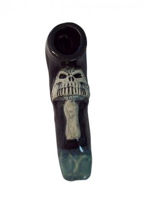 Ceramic Hand Pipe | Mushroom Skull