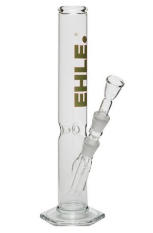 EHLE. Glass – Straight Cylinder Bong 500ml – Ice Notches – Green logo