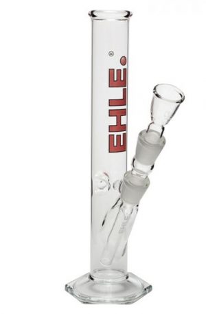 EHLE. Glass – Straight Cylinder Bong 250ml – Ice Notches – Red logo