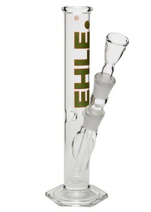 EHLE. Glass – Straight Cylinder Bong 100ml – Ice Notches – Green logo