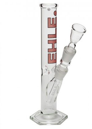 EHLE. Glass – Straight Cylinder Bong 100ml – Ice Notches – Red logo