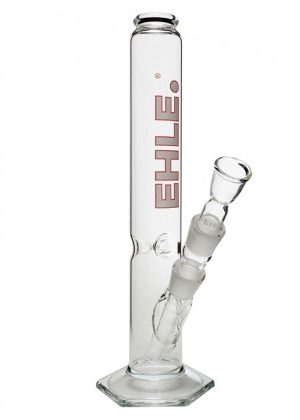 EHLE. Glass – Straight Cylinder Bong 1000ml – 29.2mm – Ice Notches – White logo