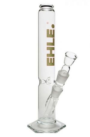 EHLE. Glass – Straight Cylinder Bong 1000ml – 29.2mm – Ice Notches – Green logo