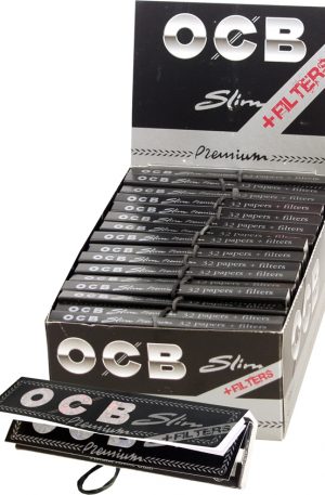 OCB King Size Premium Slim Rolling Papers with Filter Tips – Box of 32 Packs