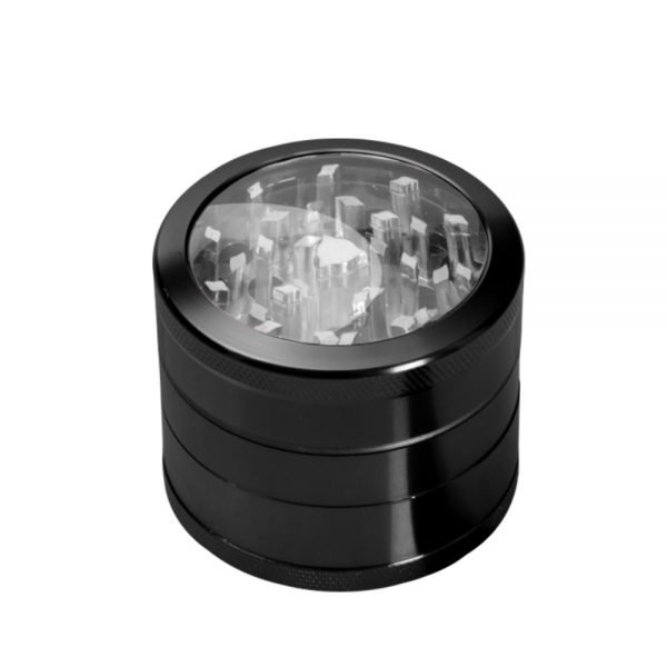 Aluminum 62mm Herb Grinder with Pollen Screen and Magnetic Window Lid