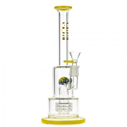 Glasscity Limited Edition Bong with Worked Drum Perc | Yellow » Bongi.fi