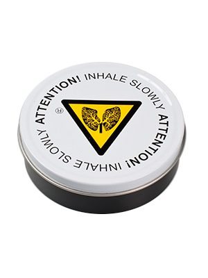 Round Metal Stash Tin – Attention! Inhale Slowly!