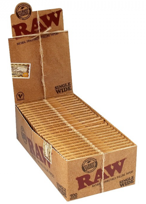 RAW Natural Single Wide Twin Pack Hemp Rolling Papers – Box of 25 Packs