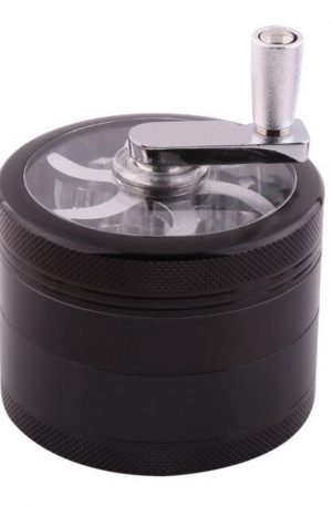 Crank Herb Grinder with Pollen Screen and Magnetic Window Lid | 50mm