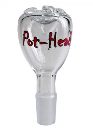 Pot-Head Glass Bong Bowl with Screen Clamps
