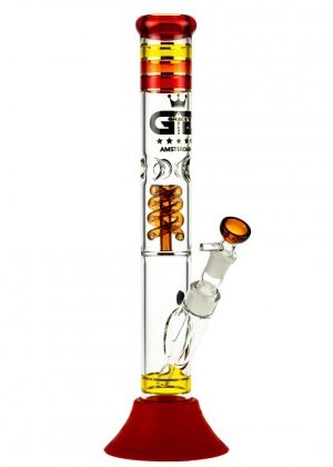 Grace Glass Straight Ice Bong with Spiral Perc and LED Module | Red