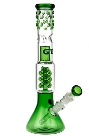 Grace Glass Spiral Perc Beaker Base Glass Ice Bong | Green