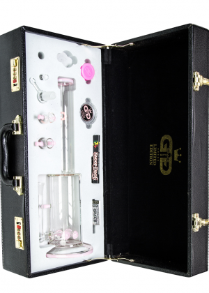 Grace Glass – Limited Edition Bong with Atomium Diffuser Perc – Complete Set in Leather Gift Case – Pink