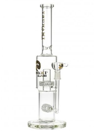 Tsunami Glass Straight Ice Bong with Double Drum Perc | Clear