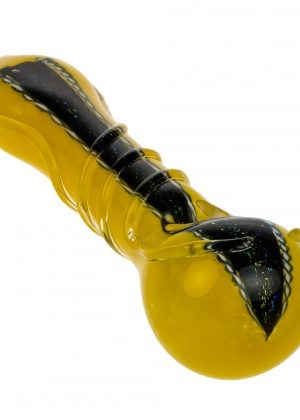 Glasscity Yellow Decorative Glass Spoon Pipe with Dichro stripe | 5 Inch