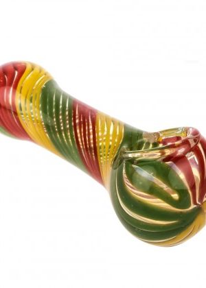 Glasscity Clear Glass Spoon Pipe with Rasta Cane | 4 Inch