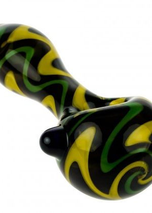 Glasscity Glass Wig Wag Spoon Pipe | Black/Green/Yellow