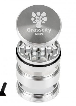 Grasscity Mills Aluminum Herb Grinder with Slotted Grip | 4-Part