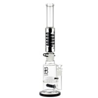 Glasscity Straight Double Percolator Bong with Glycerin Coil | Black