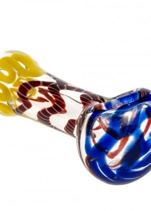 Glasscity Clear Glass Spoon Pipe with Cane & Swirl | 3 Inch
