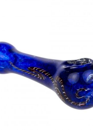 Glasscity Blue Glass Spoon Pipe with Cane Pattern | 4 Inch