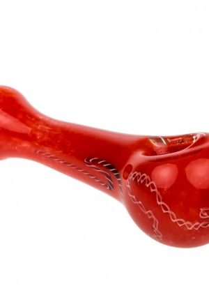 Glasscity Red Glass Spoon Pipe with Cane Pattern | 4 Inch