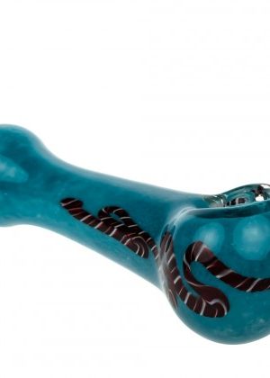 Glasscity Turquoise Glass Spoon Pipe with Cane Pattern | 4 Inch