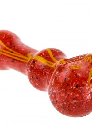 Glasscity Red Glass Spoon Pipe with Yellow Swirl | 4 Inch