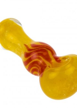 Glasscity Yellow Glass Spoon Pipe with Red Swirl | 3 Inch