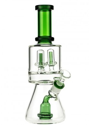 Glasscity Beaker Bong with Quadruple Showerhead Perc | Green – 40% OFF END OF LINE SPECIAL