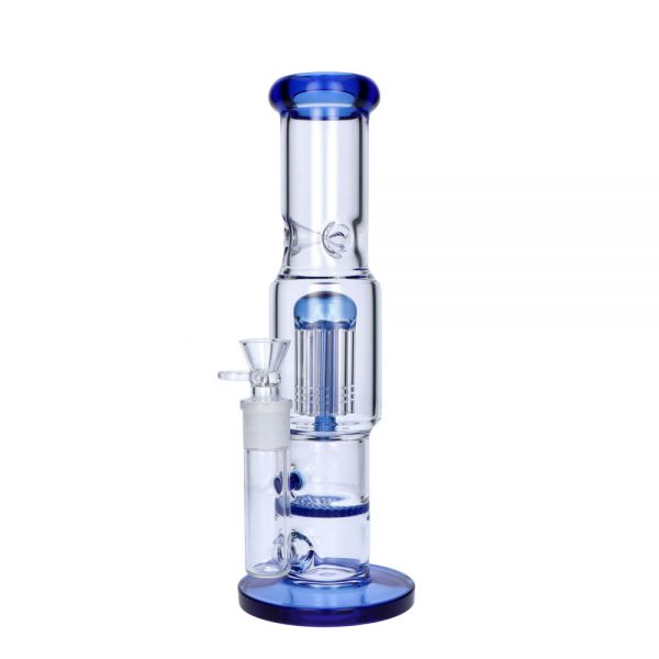 Glass Straight Ice Bong with Honeycomb Disc and Tree Perc