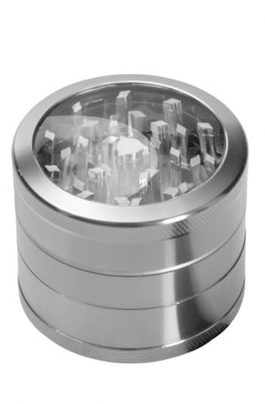 Metal Herb Grinder with Pollen Screen and Magnetic Window Lid | 48mm