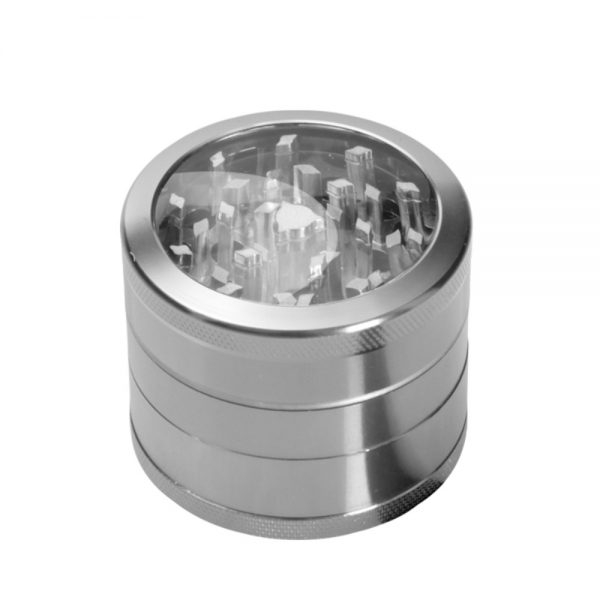 Metal Herb Grinder with Pollen Screen and Magnetic Window Lid | 48mm