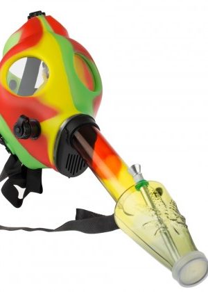 Silicone Gas Mask Bong with Acrylic Tube | Rasta