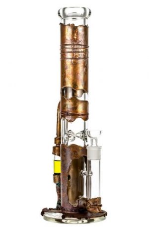 Black Leaf Archimedes Reactor Straight Ice Bong with Copper Coating