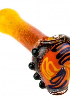 Glasscity Droop-Style Spoon Pipe with Inside-Out Frit | Yellow/Orange