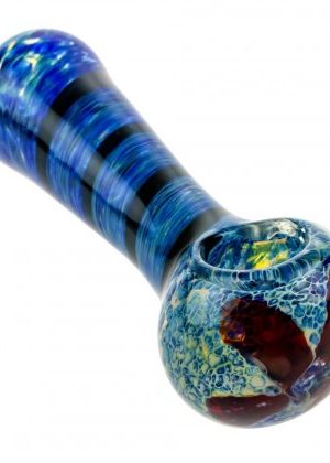 Glasscity Spiral Spoon Pipe with Inside-Out Frit and Floral Design