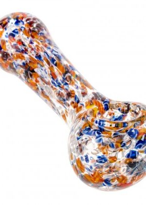 Glasscity Clear Glass Spoon Pipe with Multi-Colored Pattern