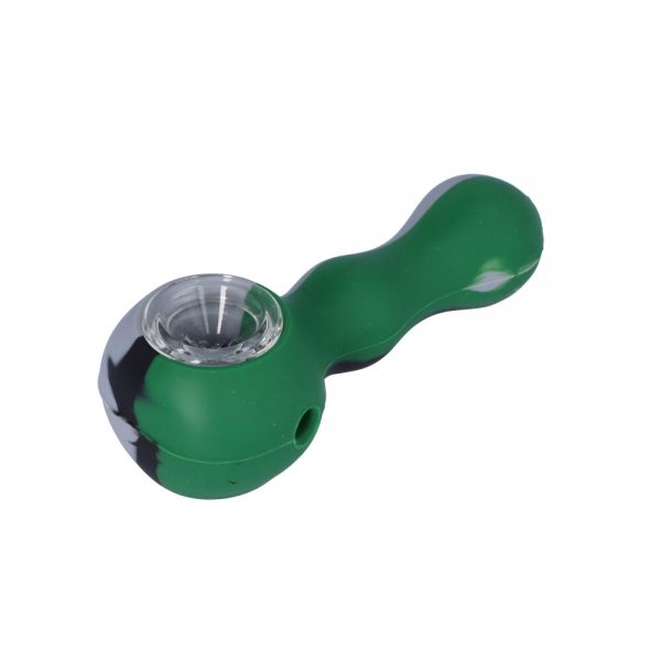 Silicone Spoon Pipe with Inlaid Glass Bowl