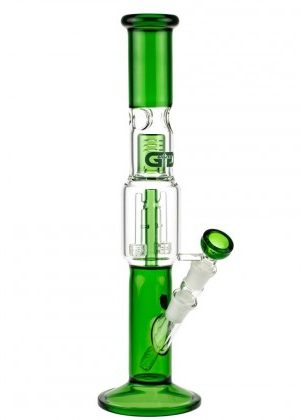Grace Glass Straight Ice Bong with Double Drum Perc | Green