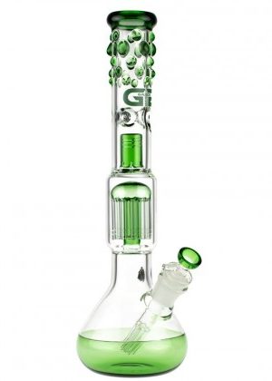 Grace Glass Beaker Ice Bong with 12-Arm Tree Perc | Green