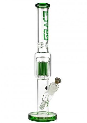 Grace Glass Cane Ice Bong with 11-Arm Tree Perc | Green