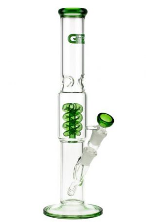 Grace Glass Straight Ice Bong with Spiral perc | Green