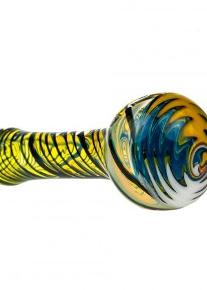 G-Spot Glass Spoon Pipe – Black and White Stripes with Hurricane Bowl