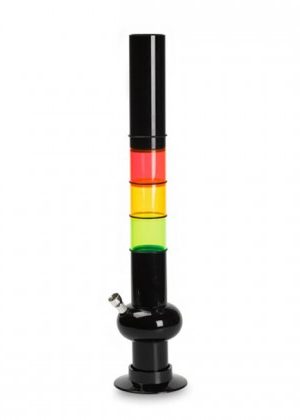 Black Acrylic Bubble Water Pipe with Tri-Color Bands – 48cm