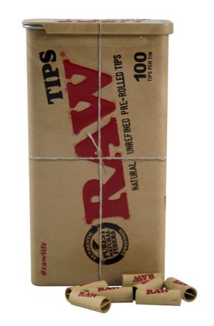 RAW Pre-Rolled Filter Tips in Metal Tin